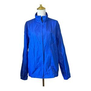DKNY Jeans Vibrant Blue Windbreaker Rain Coat Jacket Large L